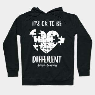 It_s Ok To Be Different Autism Awareness Heart Puzzle Piece Hoodie